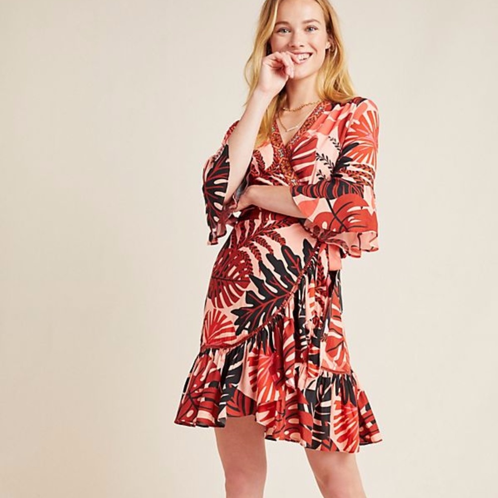 Anthropologie and Farm Rio Floral Wrap Dress